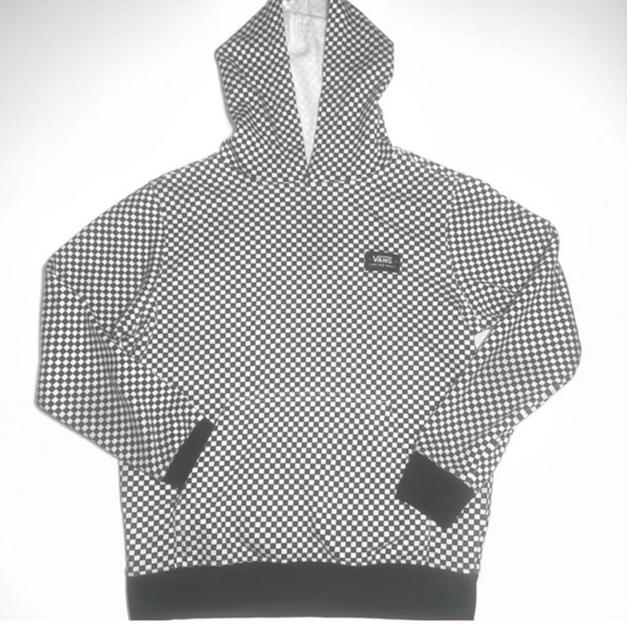 Boys Vans Checkers Hoodie Sz Small Checkerboard Pullover Front Pouch Pocket - Picture 2 of 8